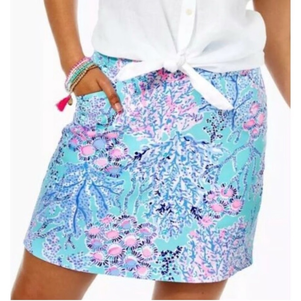 Lilly Pulitzer Jonas Skort skirt + under shorts Blue Ibiza Now You Sea Me pocket